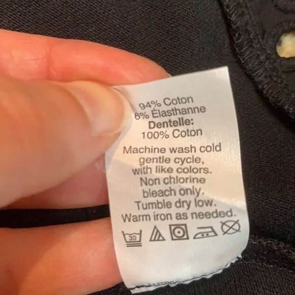 J CREW ladies black top with embroidered hem lace - Picture 9 of 9